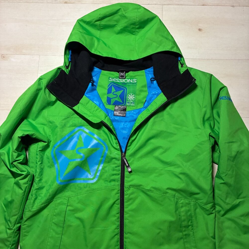 SESSIONS SOS Outreach Men's Lime-Green/Blue Snowboard/ Skiing Jacket Size Medium - Picture 3 of 8